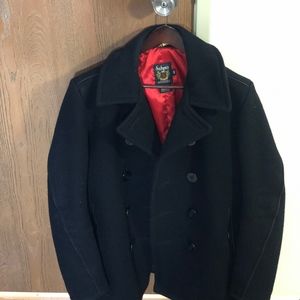 Schott 740C Leather Trim Peacoat (Slim Fit)